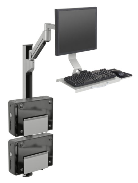 Single Head Keyboard and Wall Track Mount One Large PC Holder for Radiology Workstation