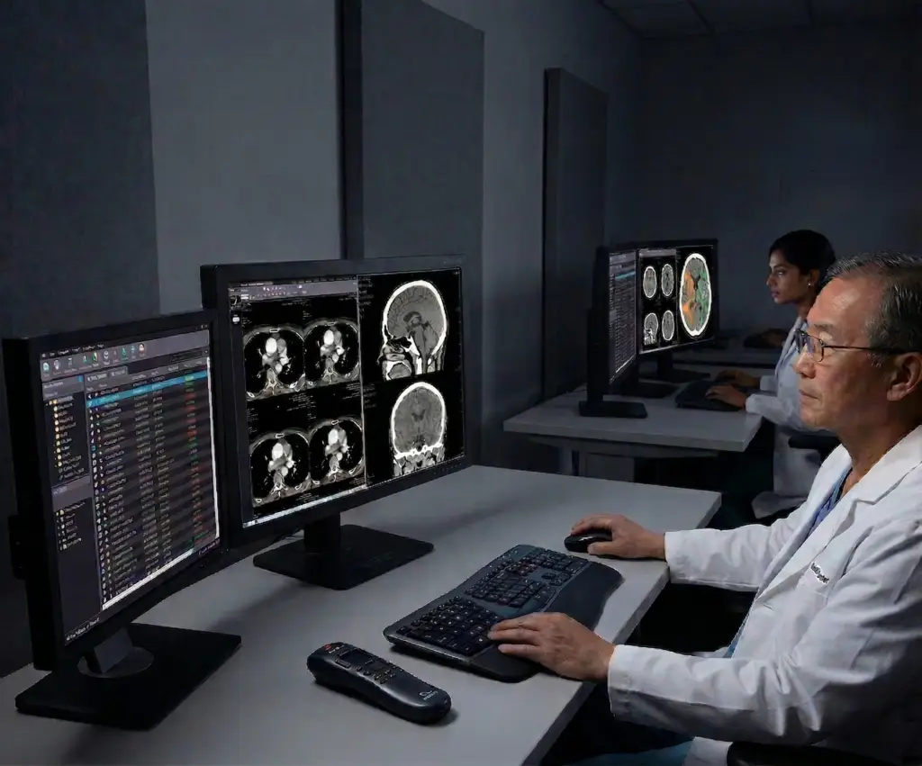 Radiology Reading room with Double Black Imaging Diagnostic Displays