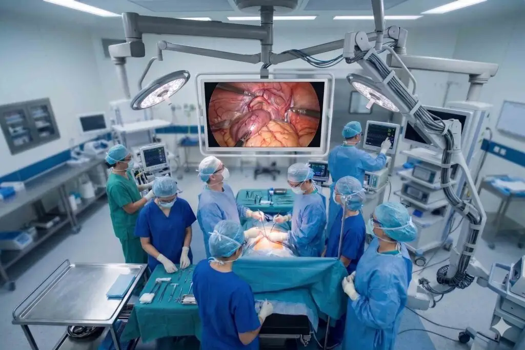 DB55SF-4K Surgical Display from Ceiling mount in OR during procedure