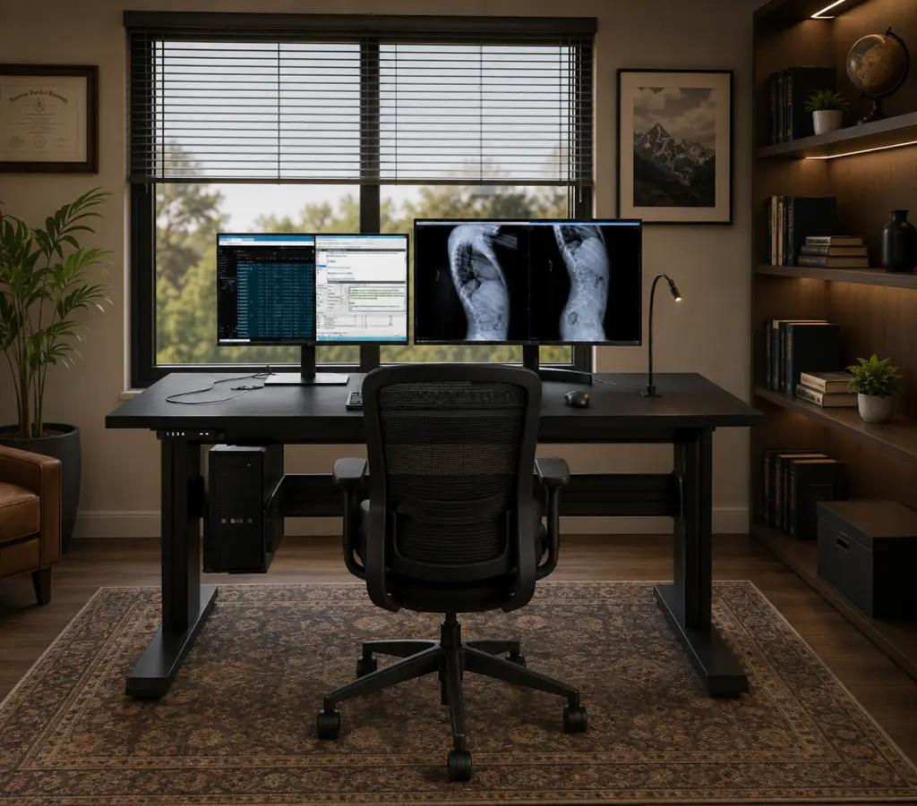 Fully installed Phoenix Home workstation with bundled displays and CPU