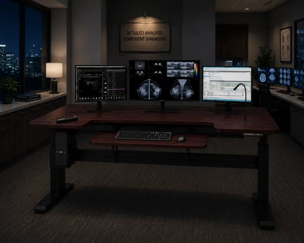 Phoenix I Dual Surface workstation with Displays and CPU installed in reading room