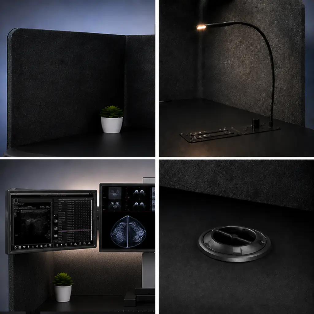 Phoenix II featuring Privacy panels, Gooseneck lighting with controls, ambient lighting and air circulation