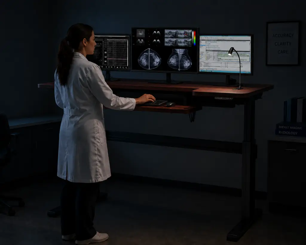 Radiologist reading at a Phoenix I dual surface