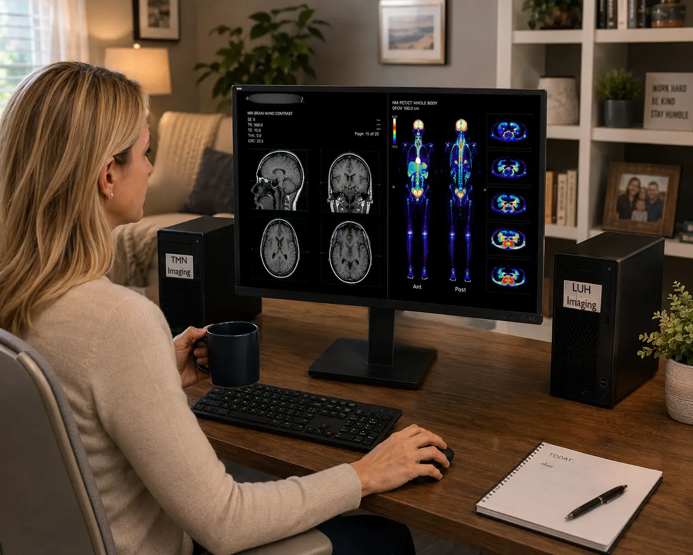 Remote reading review station PET CT Image on CL8MPS with KVM