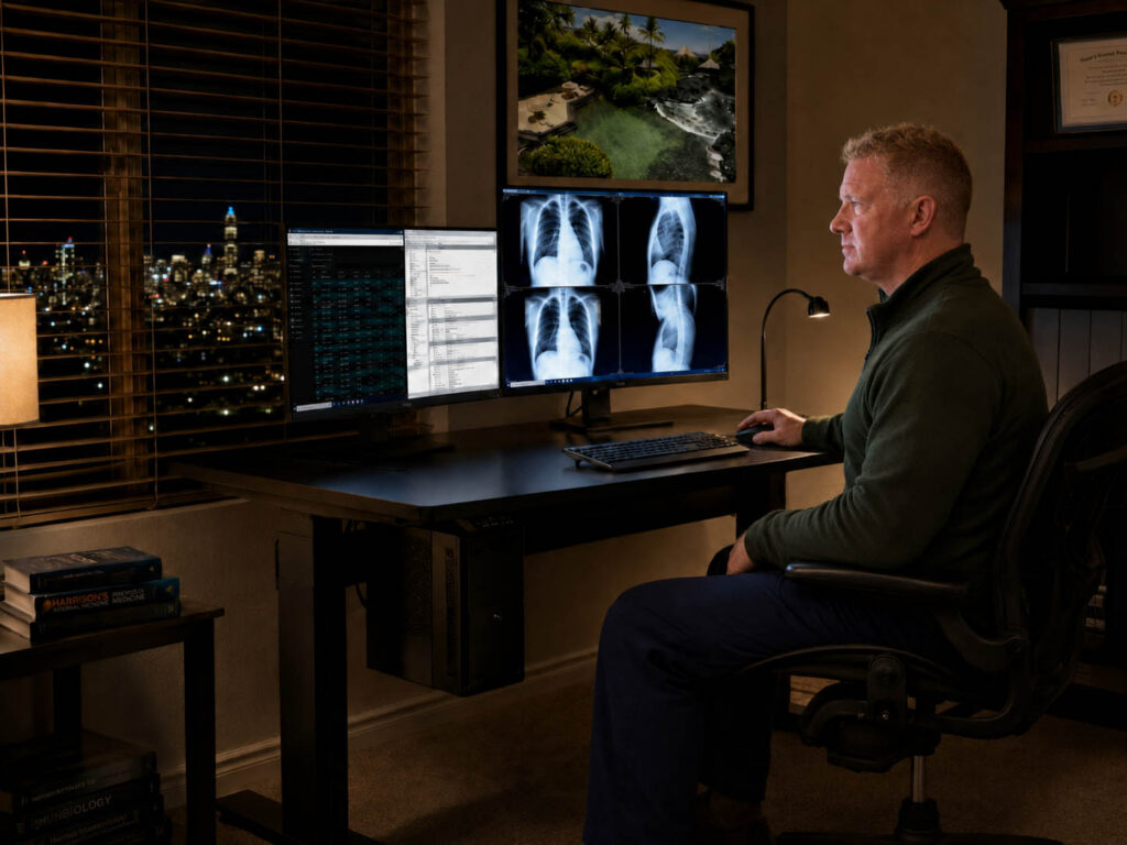 Teleradiology Home Reading Station with Workstation CPU and Displays