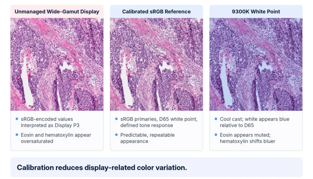 Differences in Digital Pathology images when calibrated and not calibrated